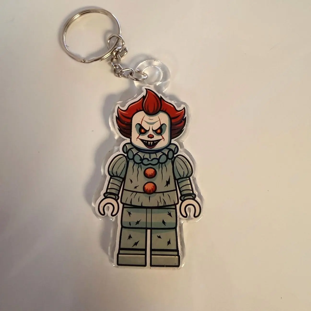 IT Clown Lego Keychain, Acrylic Pennywise Bag Charm