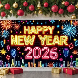 Happly newyear 2026 Merry Christmas Banner Holiday Door Banner for Indoor Wall Decor Xmas Party Supplies for Home Office School Festival Decoration Easy to Use Versatile Decoration