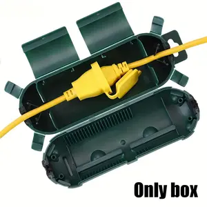 1 Pc Outdoor Extension Cord Cover – Waterproof electrical connection box with sealing ring. Durable PVC protector for plugs, sockets and power strips, protects from rain, snow and dust.