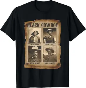 100%25 cotton Black Cowboy Western Rodeo Melanin Black History Texas Men T-Shirt