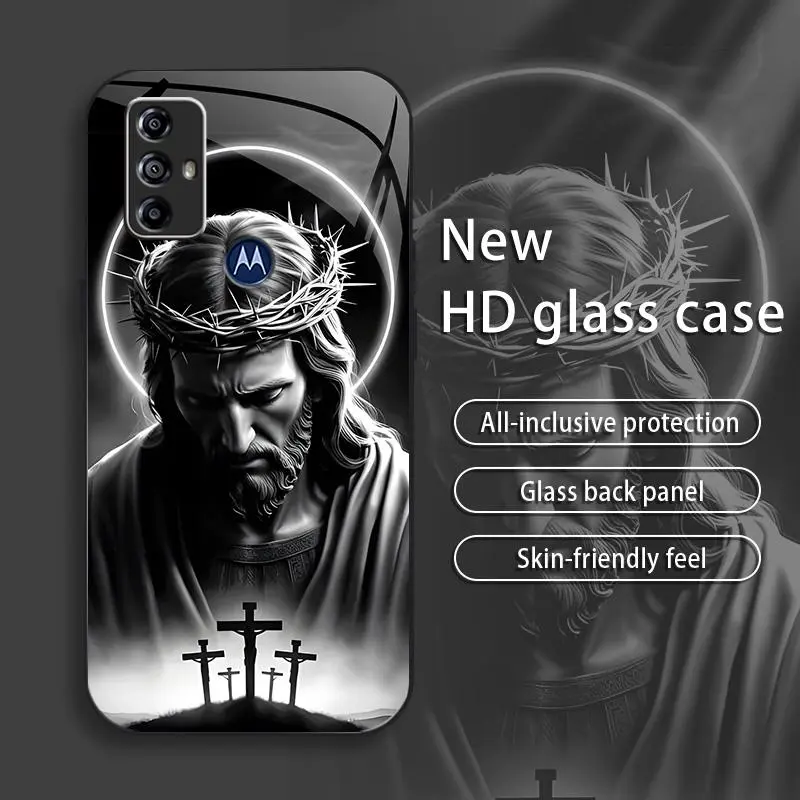 Motorola Moto G Play (2023) Smartphone Casing, Jesus-Themed Stylish High-Quality Glass Protective Case, Affordable Handheld Device Accessory with Anti-Drop, Anti-Fingerprint Features 995