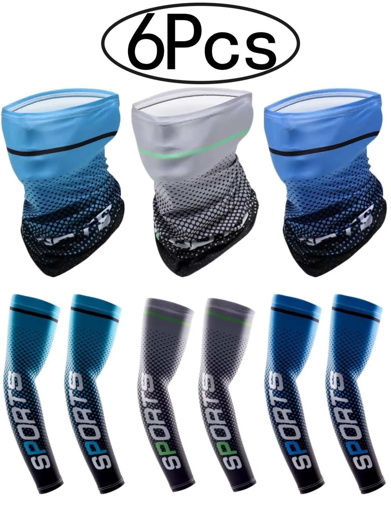 6Pcs-Summer Thin Sun Protection Ice Silk Protective Arm Sleeves, Cooling Sports Sleeve, UV Protection Outdoor Sports Cycling, Unisex Fit Sporty Plain Design, All Seasons