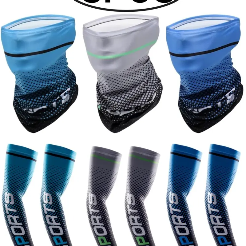 6Pcs-Summer Thin Sun Protection Arm Sleeves, UV Protection Outdoor Sports Cycling, Unisex Sporty Plain Design, All Seasons