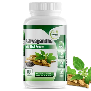 GreeNatr Organic Ashwagandha with Black Pepper - Mood Enhancement & Energy Boost 60 Capsules