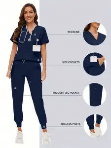Summer Uniforms Woman Fitted Scrub Set Nurse Beauty Salon Workwear Clinical Scrubs Top Pants Sets Spa Doctor Nursing Clinical Suit