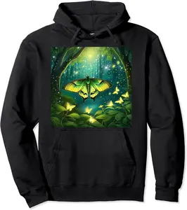Luna Moth Fireflies Nature Night Insect Moth Love Graphic Pullover Hoodie - Jacobjbt Shop 58B0CR6XNJKJ