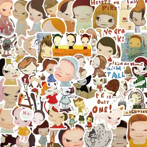 50pcs Yoshitomo Nara Cartoon Fun Stickers, DIY Luggage Skateboard Fridge Laptop Decals, Cute Japanese Art Stickers Set, Funny Stickers