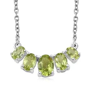 925 Sterling Silver Charm Necklace for Women 18-20" Peridot Necklaces for Women - 5 Birthstone Necklace for Womens - Gemstone Jewelry Birthday Christmas Gifts for Her