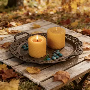 6/8-piece set of yellow beeswax pillar candles, 5x5cm, unscented natural beeswax, honeycomb texture, suitable for home decoration, Christmas, Thanksgiving, weddings, birthdays, Valentine's Day, and party gifts