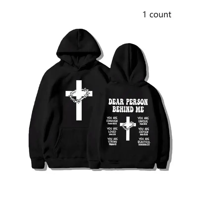 Christian Bible Verse Hoodie, Unisex Faith Cross Graphic Sweatshirt, Inspirational Urban Clothing for Daily Wear in Autumn and Winter, Deals on TikTok Shop Casual Womenswear