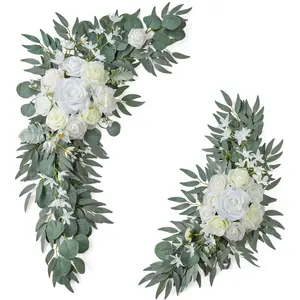 A set of 2 elegant ivory white artificial wedding arch flowers, pure and romantic with a layered look, are perfect for home decoration during weddings, parties, Valentine's Day, and Christmas