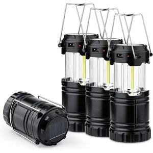 4 Pack Solar USB Rechargeable 3  Power Brightest COB LED Camping Lantern,  Collapsible  LED Light