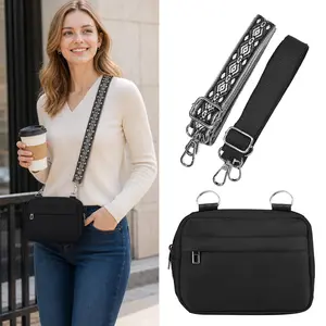 1 piece women's black bag with 2 shoulder straps, detachable and adjustable, suitable for daily use, travel, work, and sports