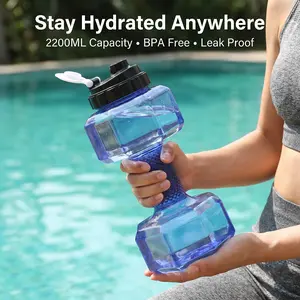 Storage Jars Bottles Creative Water Fillable Dumbbell Water Bottle Portable Plastic Fitness Kettle Adjustable Weight Water Dumbbell Cup Arm Muscle Training Workout Equipment For Home Gym Daily Strength Exercise