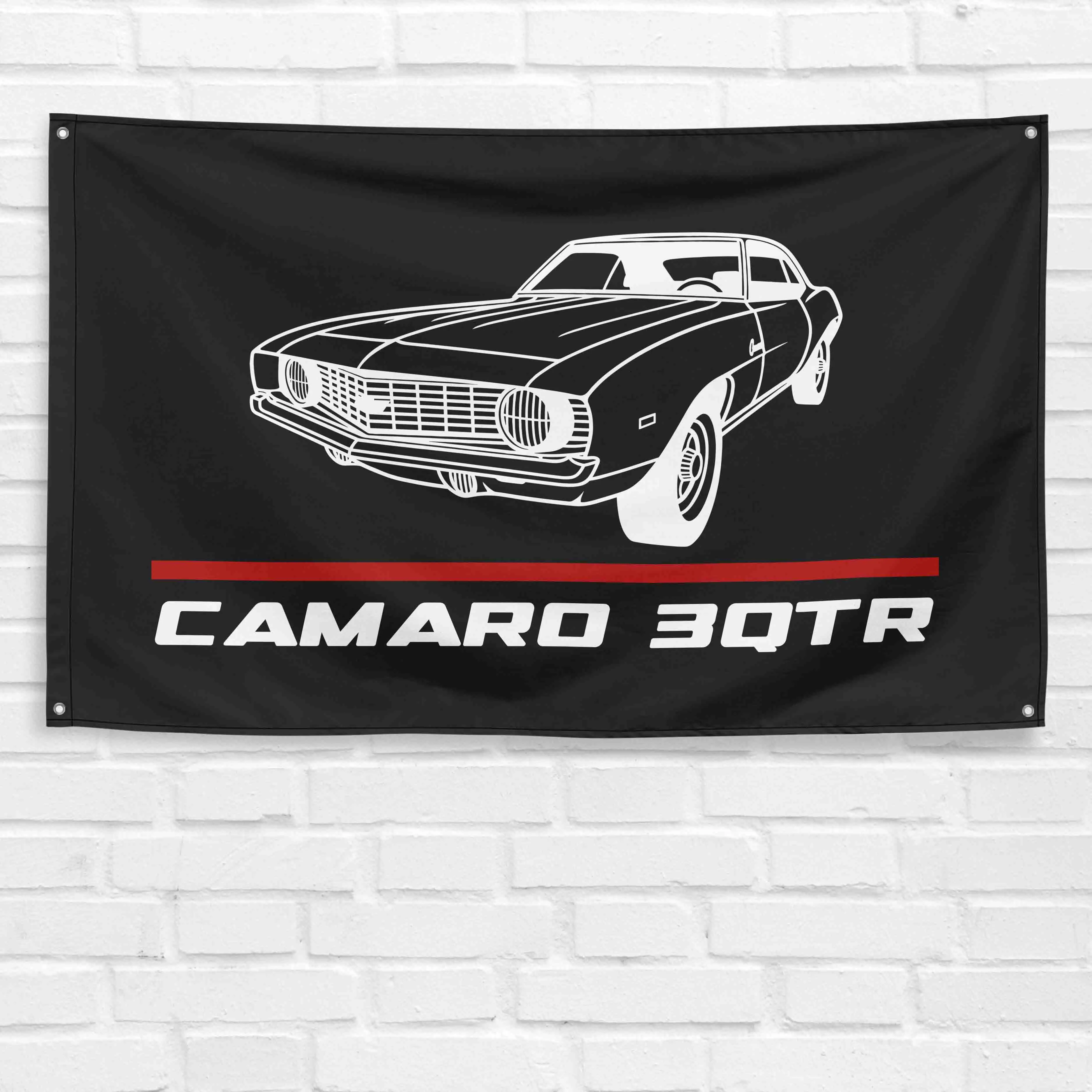 1969 Camaro 3-Quarter Hanging Mountable Car Flag Banner, 3x5 ft Lightweight Durable Wall Art Decoration with Left-Side Sleeve, Garage Wall & Birthday Party Supplies Gift, Indoor Room Decorations