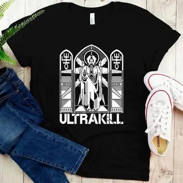 Men's Classic Ultrakill Holy T-Shirt - Iconic Game Tribute Graphic, Short-Sleeve, Round Neck, Soft Menswear Streetwear Top