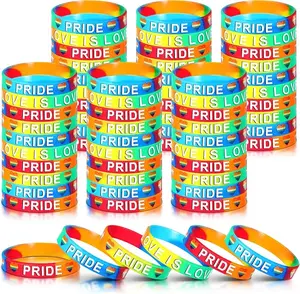 Glenmal 60 Pcs Gay Pride Rainbow Silicone Bracelets LGBT Awareness Pride Wristbands Bulk Pride Gifts LGBTQ Accessories for Men Women Lesbian Party