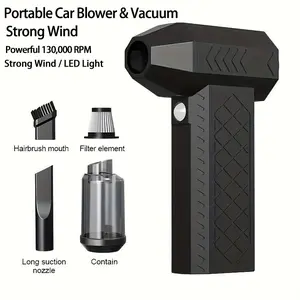 130000RPM Electric Air Duster & Vacuum, 2-in-1 Cordless Compressed Air Cleaner with LED Light, Rechargeable Turbo Fan for Computer, Keyboard, Car, Home Cleaning