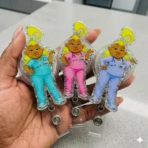 Bougie Bae Acrylic Badge Reel Retractable ID Holder For Glamorous Nurses, Healthcare Professionals, And Nursing Students