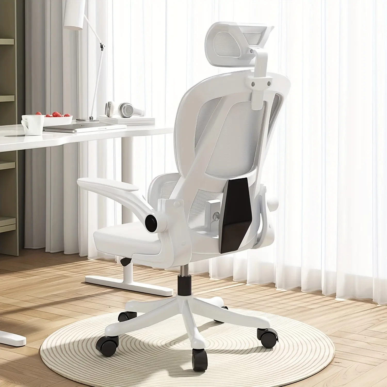 2024-NEW-Ergonomic Office Chair Comfort Home Desk Chair Adjustable High Back Mesh Chair Lumbar Support Computer Chair with Flip-up Arms for Work, Study, Gaming