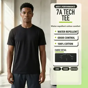7A Antibacterial Technology Short-Sleeved Tee,100% Cotton,Waterproof, Anti-Mite, Odor Control, Stain/Oil Repellent,For Outdoor, Gym, Work,OutdoorApparel,TechShirts