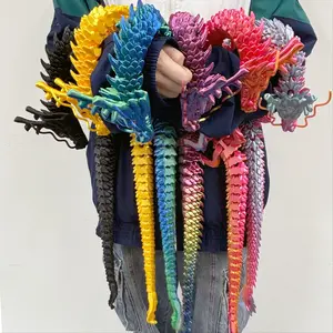 3D Printed Dragon Model, Creative Desk Decor, Desktop Statue, Unique Office Craft, Home Decoration, Colorful Jointed Dragon Statue, Perfect Holiday Gift, Ornaments, Decorative Sculptures
