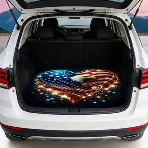 U.S. Flag Eagle Heart Leopard Print High Heels Trunk Mat Featuring a Vintage Patterned Background soft non slip and durable trunk liner stylish automotive interior accessory suitable for most vehicle models
