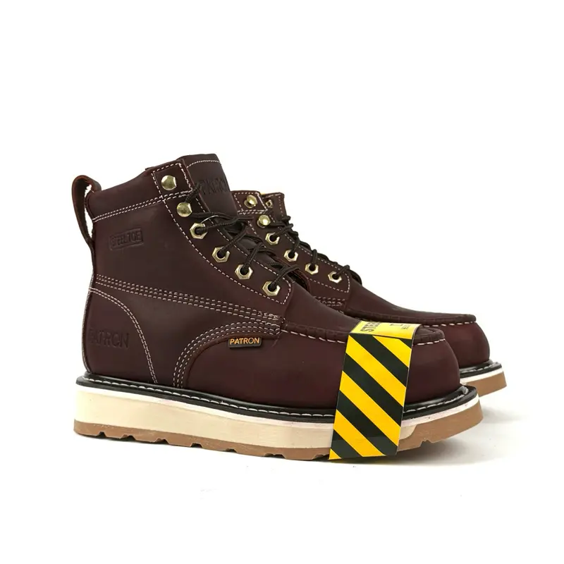 714 Burgandy Steel Toe Work Boots Bota De Trabajo Para Caballero Hecho En Mexico
