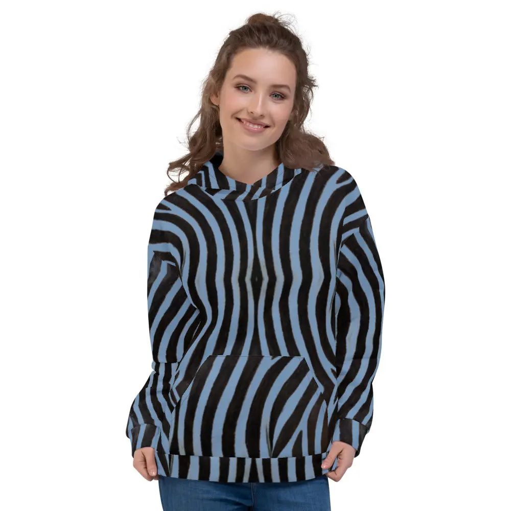 Recycled Unisex Hoodie - Blue Zebra - Women