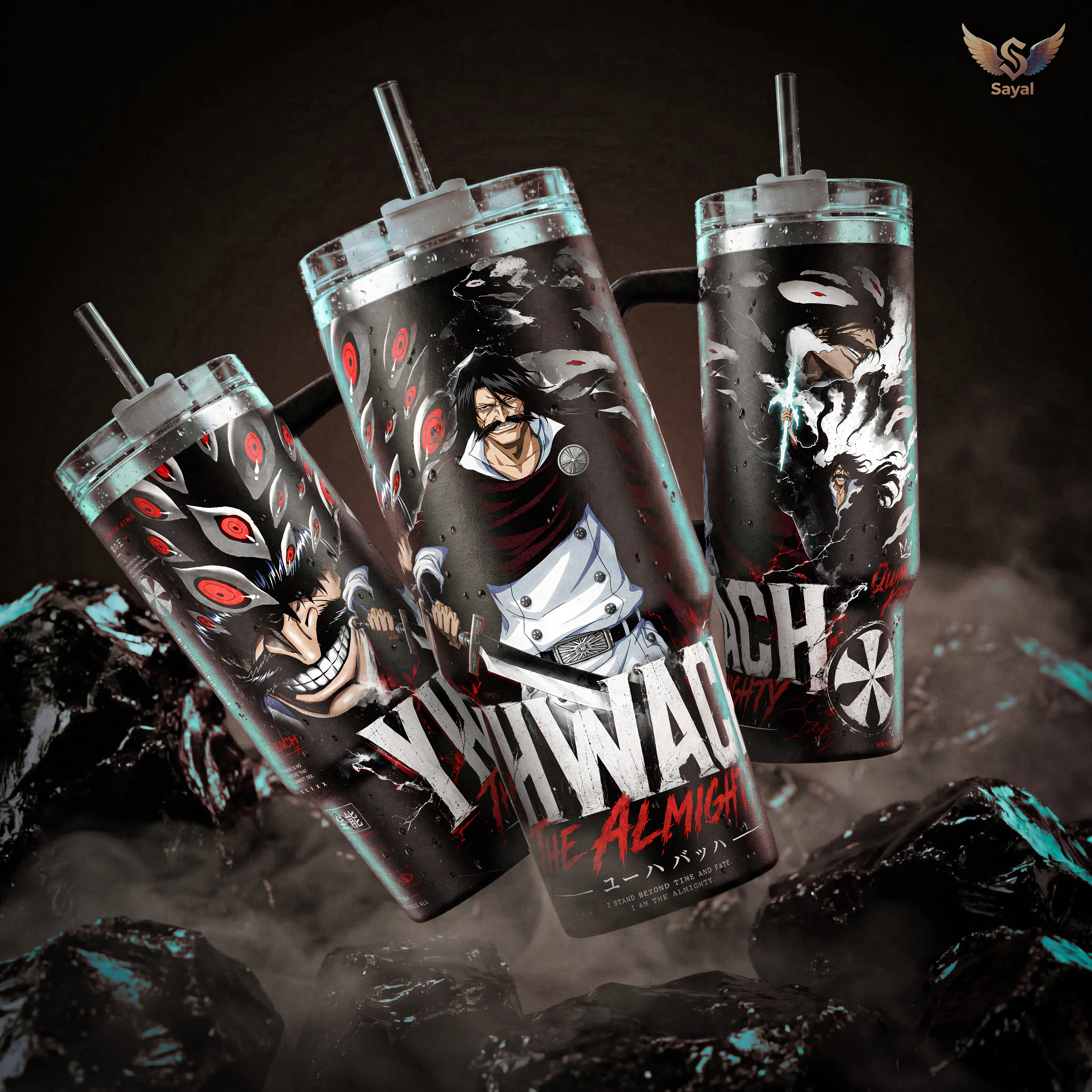 Yhwach The Almighty Bleach 40 20 oz Insulated Tumbler Stainless Steel Handle Straw Keeps Drinks Hot Cold Quincy King Red Anime Merch For Fans