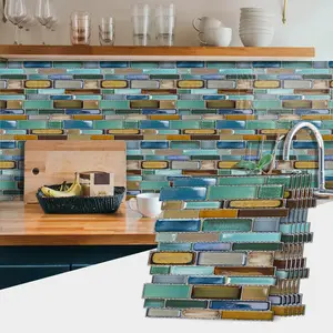 2D Marble Pattern Peel & Stick Tile Sticker, Waterproof & Oil-proof Mosaic Vinyl for Kitchen & Bathroom Backsplash, Perfect for Home DIY Projects