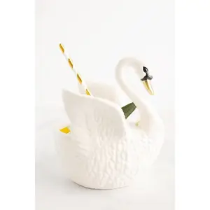 Gwendolyn's Romantic Gold Garden Porcelain Swan Cup & Bowl