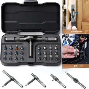 24 in 1 Magnetic Screwdriver Set, Portable Ratchet Screwdriver, DIY Ratchet Mini Removable Self-Assembly Precision Screwdriver Tool Kit, Multi-Bit Magnetic Drive Set with Detachable Ratchet Handle for PC/Mobile/Watch/Bicycle, Bicycle Tools, Gift
