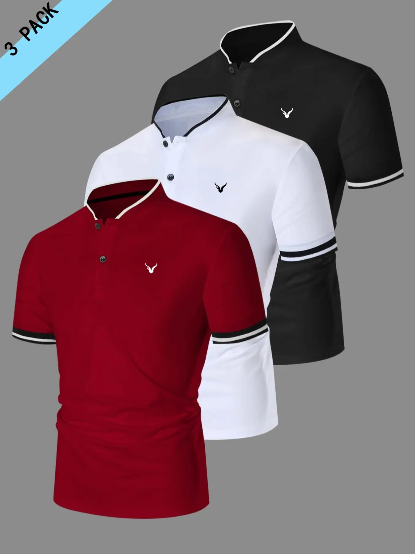 3 Pack Men's Quick Dry Performance Polo Shirts, Stylish Fitted Golf Shirts, Golfing Apparel, Casual Comfortable Cotton Blend for Everyday Wear, Casual Sportswear, Athletic Style Shirt, Athletic Shirt, Golf Apparel