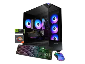 Gaming PC with GeForce RTX & AMD Ryzen 7 Processor High Performance Desktop Computer RGB Keyboard Mouse for Gamers