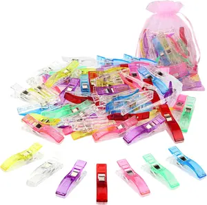 Large Sewing Clips, Pack of 50  Wonder Seeing Magic Clips with Bag for Fabric,Needlepoint,Crafts,Paper Work,Binding,Quilting Supplies-Assorted Colors