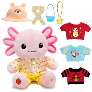 big  valentine  plushies cute anime doll unique gifts Plush Axolotl + Clothes Set (9 Pcs), decorative collectible accessory Axolotl Plushie Outfit Accessories Fit Similar Plush Toys, Cute Axolotl Toy requested Gift