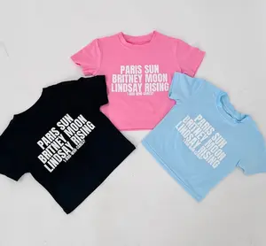 Y2K 2000s Paris Hilton Lindsay Lohan Nicole Richie Holy Trinity Zodiac Big Three Sun Moon Rising Slogan Tee T-shirt Baby Tee Crop Top Pink