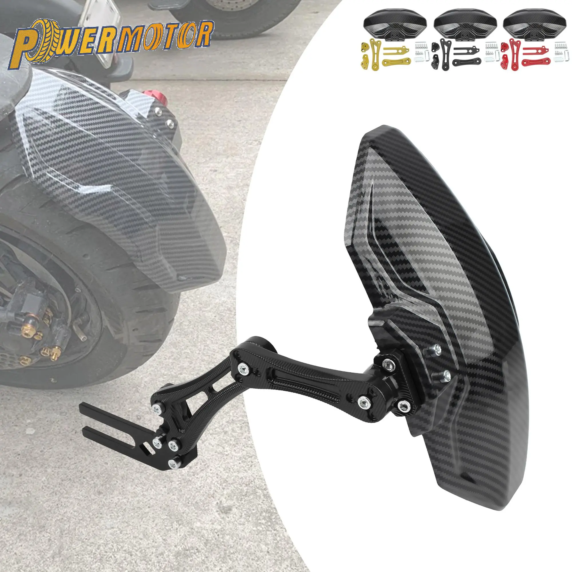 Motorcycle Adjustable Imitation carbon fiber Rear Wheel Fender Mudguard For Cafe Racer E-bike Scooter Moped Universal Parts
