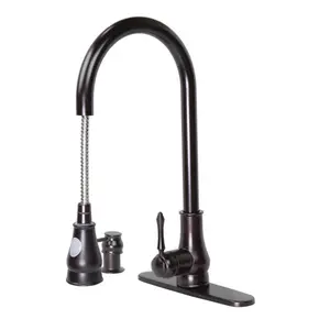 Dyconn Archipelago  18-Inch Modern Single Handle Pull Out Dual Spray Kitchen Faucet with matching Soap Dispenser Oil Rubbed Bronze