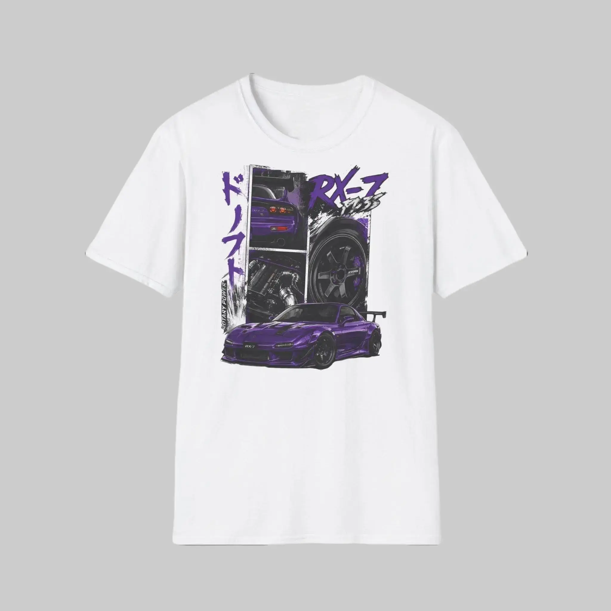 Mazda RX7 FD3S Purple JDM Car Graphic Tee, Rotary Power T-Shirt Sweatshirt Hoodie, Japanese Drift Racing Apparel, Gift for Car Enthusiast Shirt