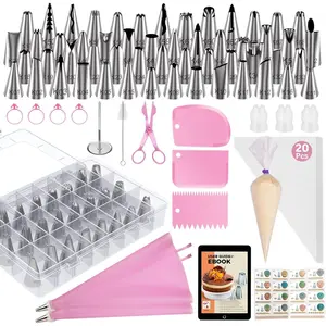 90 count Piping Bags and Tips Set, Cake Decorating Supplies Kit with 55 Numbered Icing Piping Tips, 20+2 Pastry Bags for Cake Cupcake, Frosting Piping Kit with Booklet and eBook
