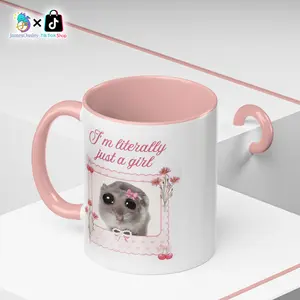 I'm Literally Just A Girl Mug, Sad Hamster Mug, Just A Girl Meme Mug, Funny Meme Coffee Mug, Sad Girl Mug.