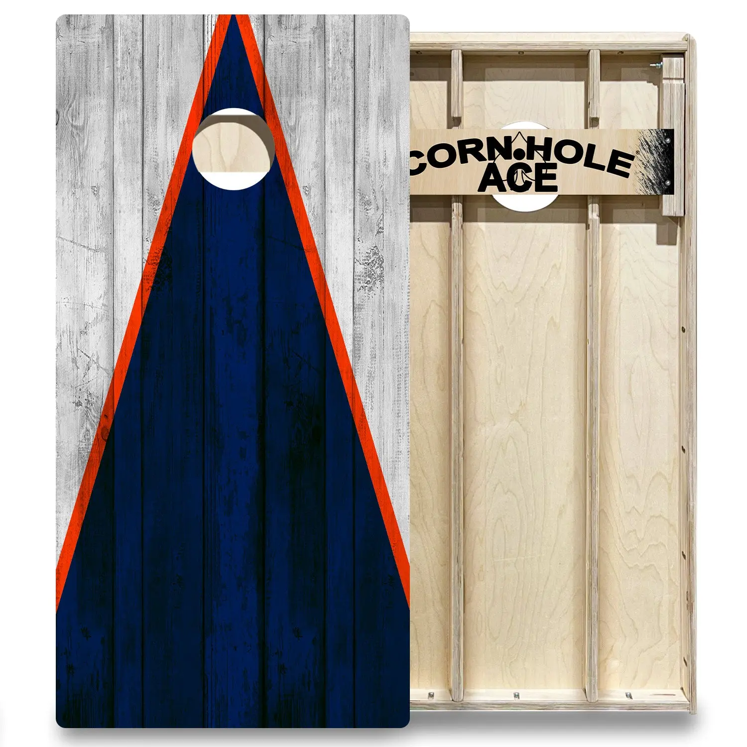 Elite Cornhole Board Set with Chicago Triangle Design | 2x4 ft Regulation Heavy Duty Baltic Birch Boards, Reduces Bounce & Noise for a Stable Playing Feel, Eliminate Bounce, Reduce Board Noise