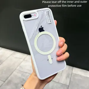Magnetic for iPhone 7 8Plus SE2 SE3 anti-slip transparent wireless charging protective phone case Casing
