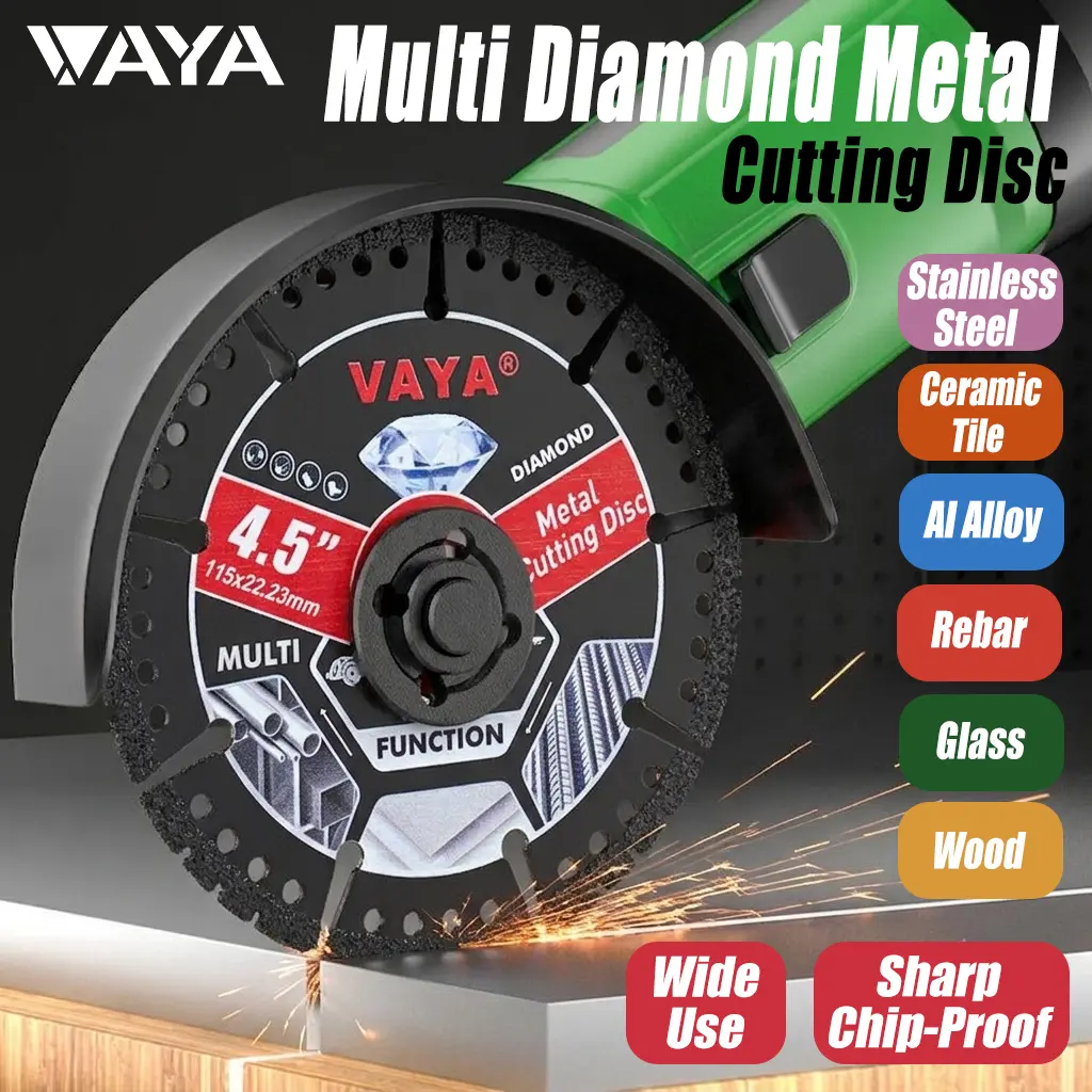 VAYA 4.5" (115mm) Diamond Saw Blade, Versatile Cutter for Metal, Stone & Construction Materials for Angle Grinder Tool