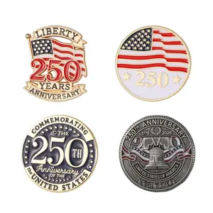 USA 250th Anniversary Enamel Brooch Pin Set, 4pcs Patriotic Independence Day Collectible Lapel Badges