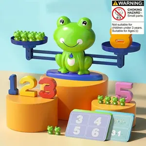 Frog Balance Scale Educational Toy for Kids, Math Learning Tools, Learning Props for Role-Playing, Cognitive Number Answer Cards, Holiday Gift