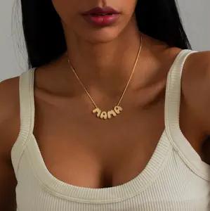 VENOCO Gold Necklace for Women 14k Gold Plated Dainty MaMa Mom Love Necklaces for Women CZ Pendant Necklace Dainty Mother Day Birthday Gift Chain