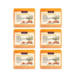 TinMeZor 6 Pack Turmeric Face Bar Soap with Vitamin C Kojic Acid Collagen Vegan Handmade 3.7oz per Bar for Nourishing Daily Cleansing